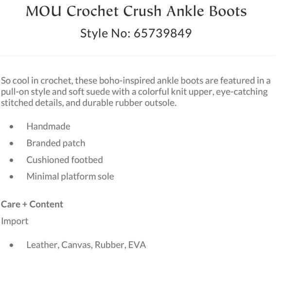 MOU Crochet Crush Ankle Boots - Chalk Multi - Picture 3 of 8